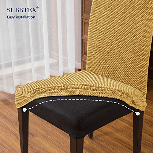 Subrtex Dining Room Chair Slipcovers Parsons Chair Covers Set Of 4 Stretch Dining Chair Covers Removable Washable Kitchen Chair Covers Chair Protector Covers For Dining Room,Party,Hotel(Beige) #TOP4