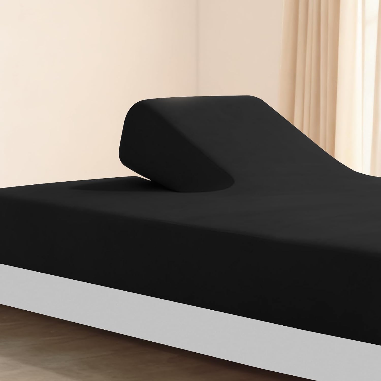 RV Queen Sheets Fitted Only, 60" X 75” Short Queen Sheet for RV Camper, Super Soft & Cozy RV Bed Sheets for RV Bunk with Deep Pocket up to 14", Cooling Jersey Mattress Bottom Sheets, Black