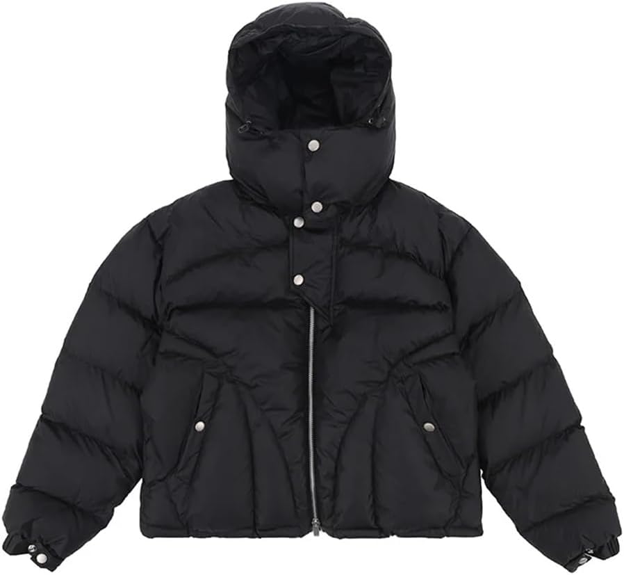 Neutral Casual Loose Warm Thick Down Jacket Hoodie Neck Winter