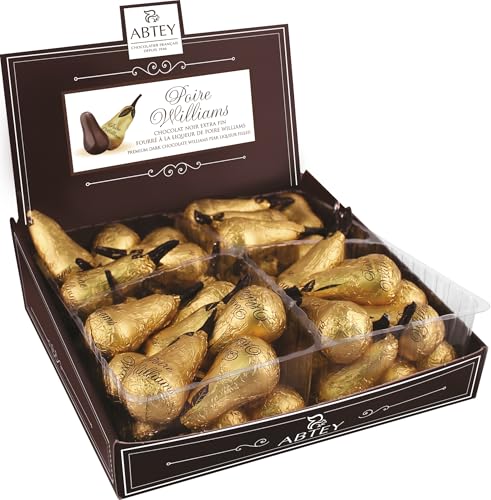 Abtey - Peras Williams de Chocolate Negro - Caja de 48 piezas 960g - Chocolates finos con Licor