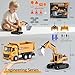 MQDMINI Remote Control Excavator and Dump Truck Toy Set - RC Construction Vehicles Toy with Barricades, Road Signs, Simulated Rocks, Lights and Sounds, Present for Toddlers 3-12 Year Boys Girls