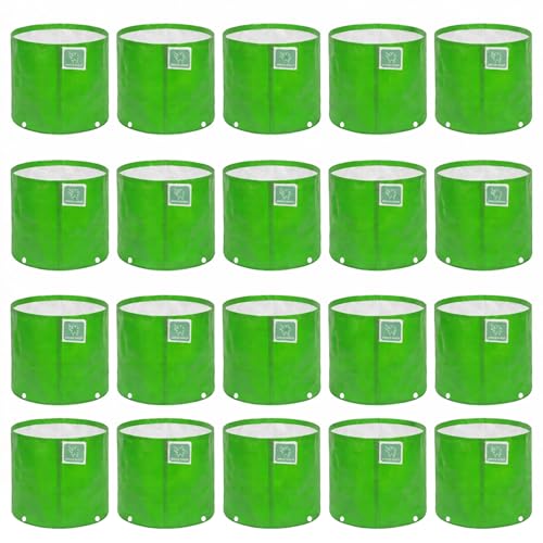 Image of GREENSHEEP HDPE Grow Bag Heavy Duty 260 GSM Round Plants Flower Growing Bags Floor Standing Mount Type for Home Garden Balcony Terrace Kitchen Nursery (Green, 12x12 inch, Pack of 20)