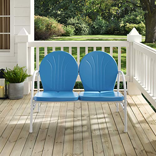 Crosley Furniture Griffith Metal Outdoor Loveseat, Sky Blue #TOP6
