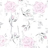 Heroad Brand Peel and Stick Wallpaper Floral 15.5"x78.7" Pink/White Rose Contact Paper Flowers Self