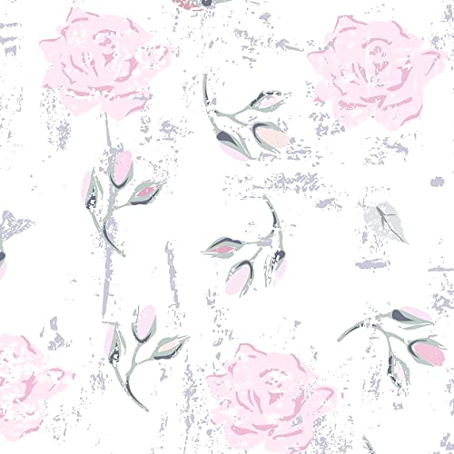 Heroad Brand Peel And Stick Wallpaper Floral 15.5"X78.7" Pink/White Rose Contact Paper Flowers Self Adhesive Removable Wallpaper Floral Thicken Boho Contact Paper For Bedroom Waterproof Vinyl Roll #TOP10