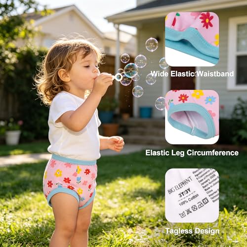 Image of BIG ELEPHANT Toddler Training Pants, Soft Cotton Absorbent Training Underwear for Baby Boys & Girls