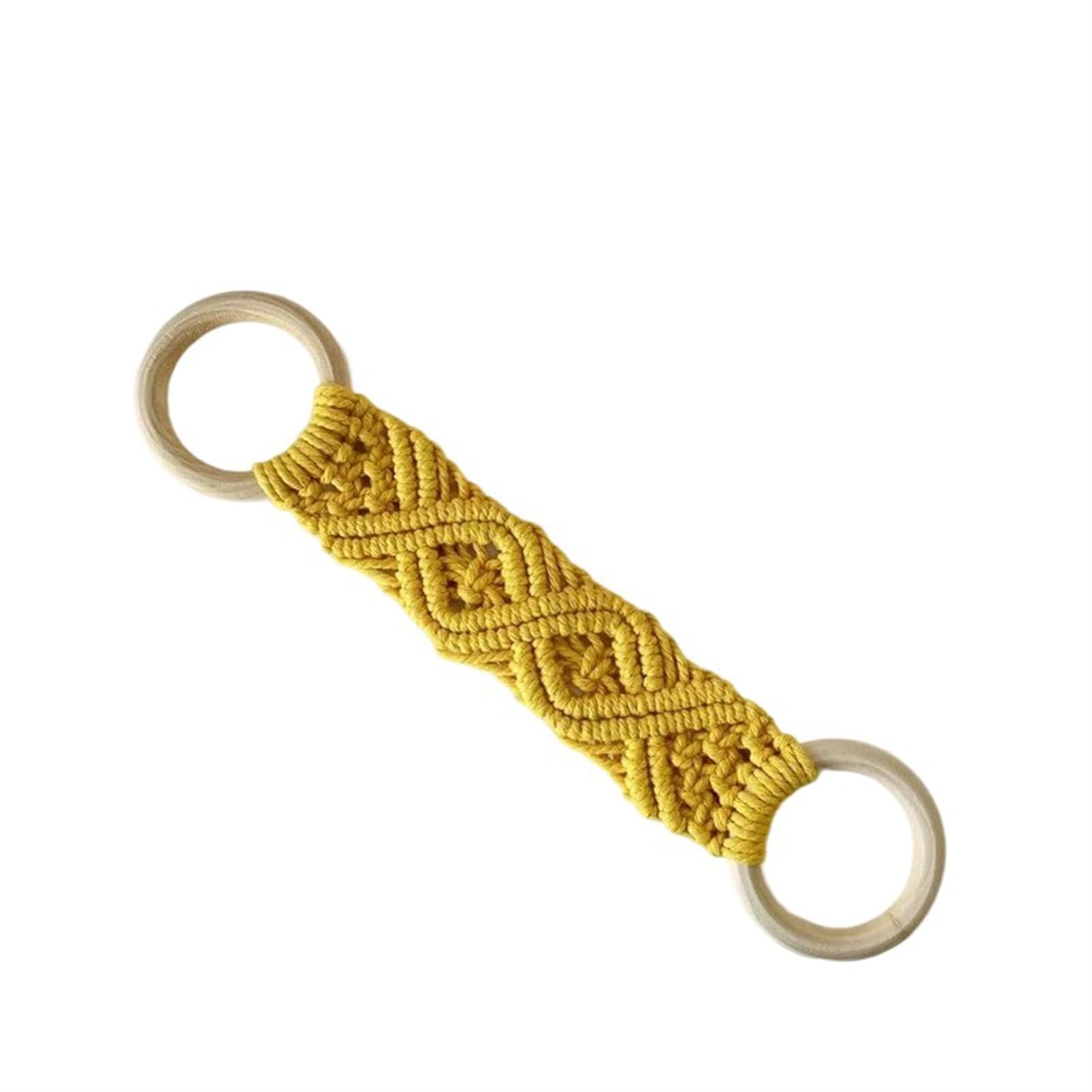 Lot de 4 porte-serviettes en crochet – Anneaux décoratifs à suspendre pour cuisine, cuisine, cuisine, poignée de four et cintre de salle de bain, jaune pour décoration de maison et de cuisine