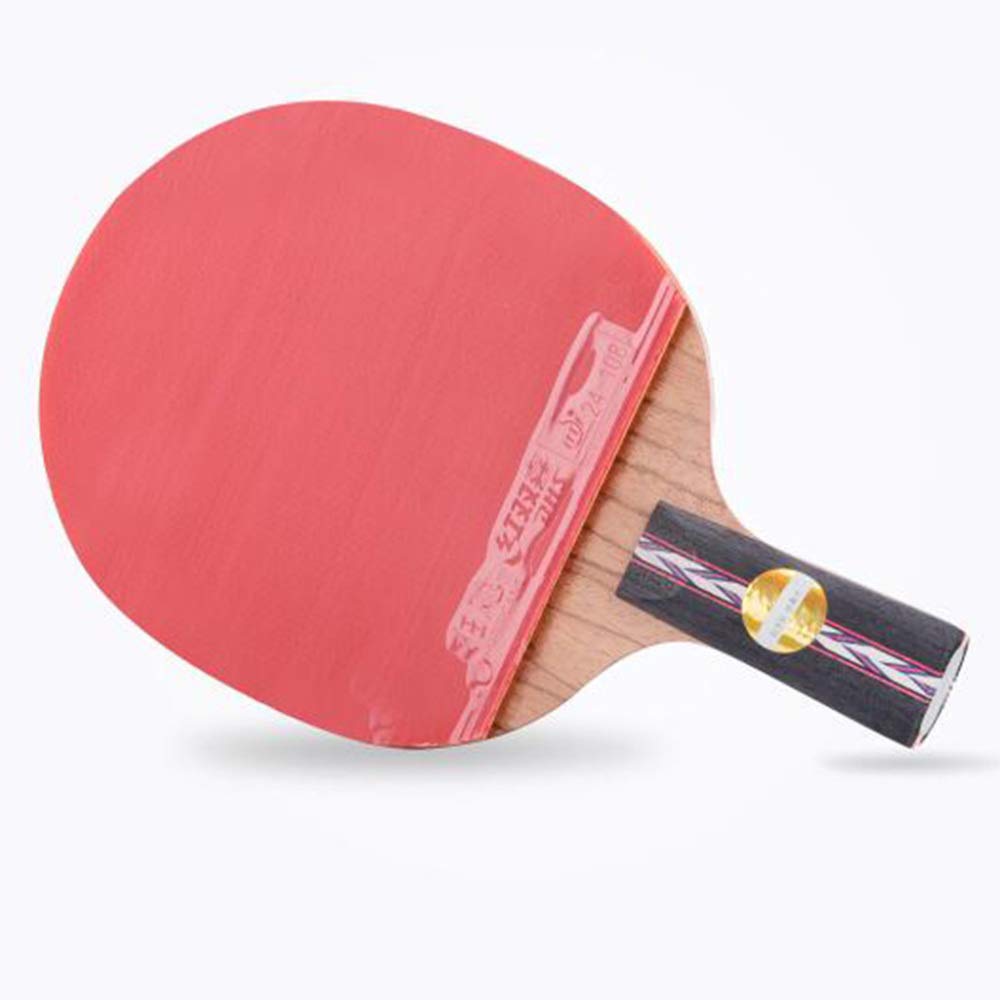 Mazza da ping pong professionale, racchetta competizione con custodia, 5 strati di legno puro / 7 stelle/manico corto
