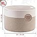 MINTWOOD Design Extra Large 22 x 14in Decorative Blanket Basket for Living Room, Laundry Basket, Woven Cotton Rope Basket, Dog Toy Storage Bin Baskets, Round Basket for Pillows Towels, Light Brown