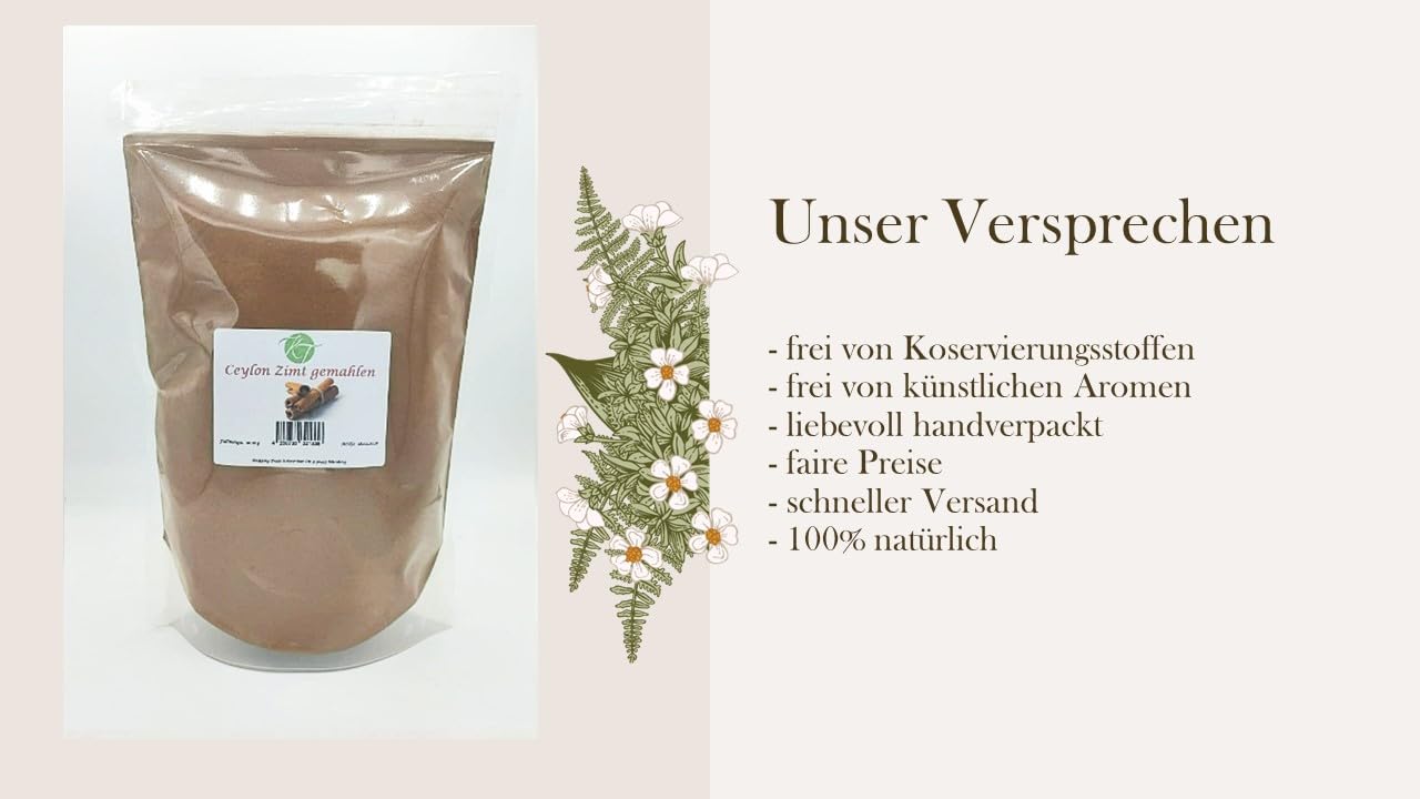 K T 1000 g Ceylon Zimt gemahlen Zimtpulver Cinnamon -1A Qualität