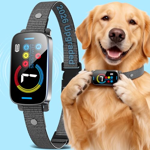 Ultrasonic Bark Collar for Large Medium Small Dogs, Humane Fast & Gentle Anti Bark Collar with Beep & Vibration, Smart Barking Collar with 7 Adjustable Sensitivity Levels,Black