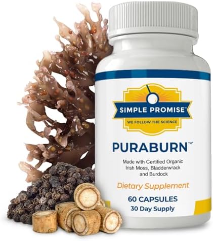 Simple Promise PuraBurn™ - Herbal Wellness Supplement with Organic Irish Sea Moss, Bladderwrack & Burdock Root - Supports Digestive Health & Nutrient Absorption - 60 Capsules