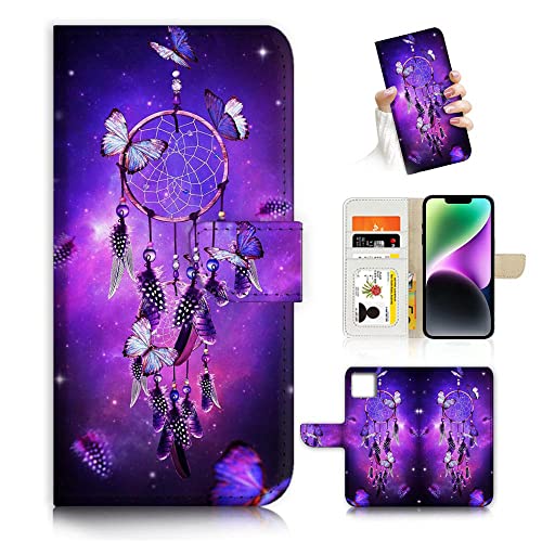 Ajourtek For Iphone 14 Plus, Art Designed Flip Wallet Style Cover Case Fancy Flower Full Body Protection Ad003 (#24884 Dream Catcher) #TOP1