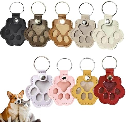 Pet Paw Shaped Leather Keychain, Pet Hair Keychain, Pet Memorial Gift Keyring