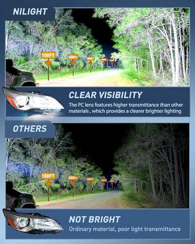Image of Nilight Headlight Assembly Compatible with 2015 2016 2017 LE SE XLE Toyota Camry Headlamps Replacement Chrome Housing Amber Reflector Clear Lens Driver and Passenger Side