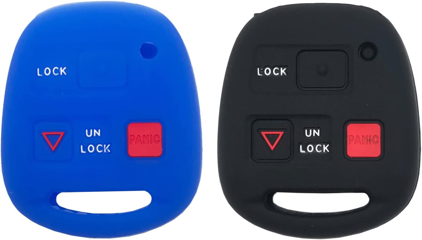 Silicone Key Fob Cover Case fits for Lexus ES GS GX IS LS LX RX SC ES300 ES330 GS300 GS400 GS430 GX470 IS300 LS400 LS430 LX470 RX300 RX330 RX350 RX400h RX450h SC430 Key Fob (1 Black+1 Blue)