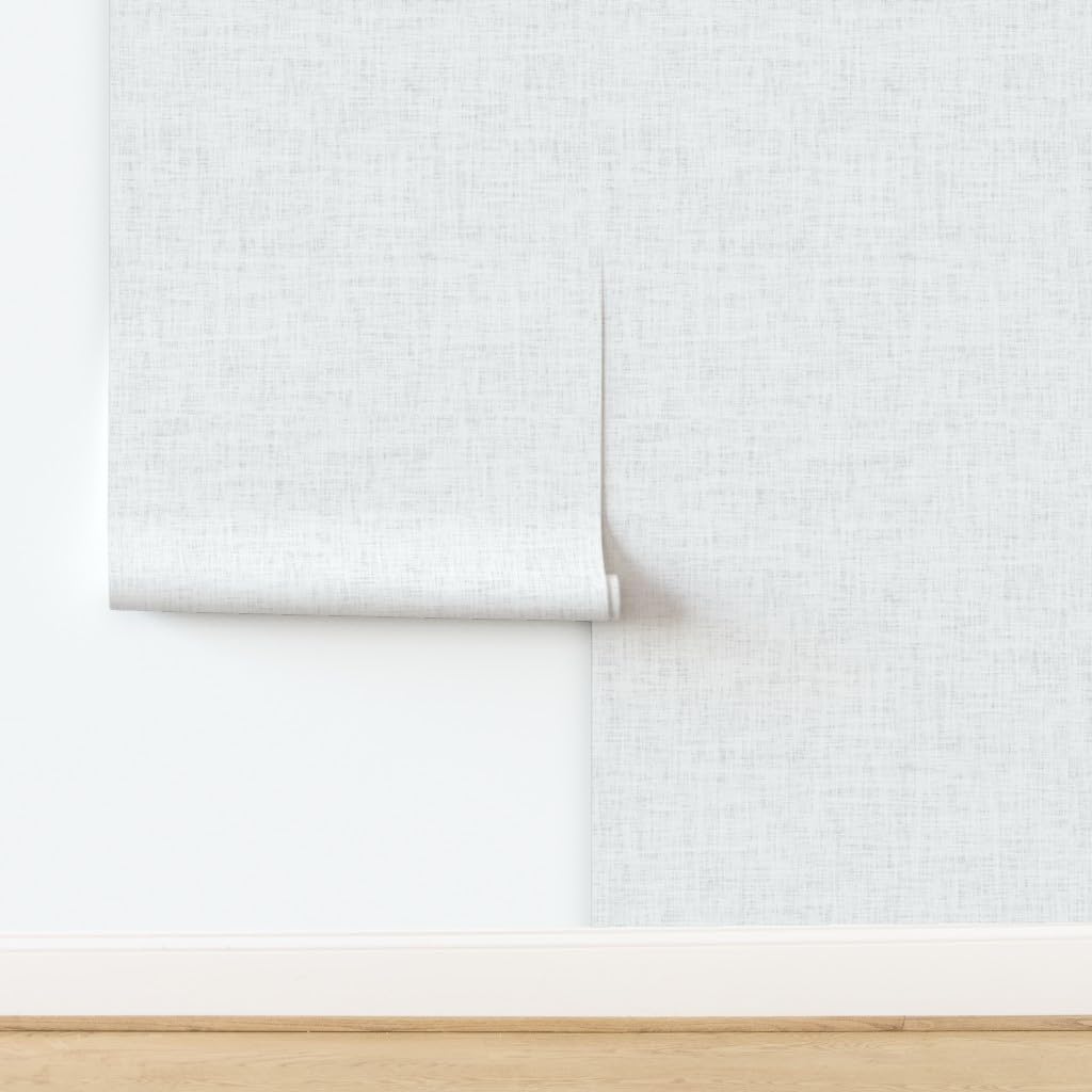 Spoonflower Peel & Stick Wallpaper 3ft x 2ft - Light Gray Solid Faux Textured Woven Look Neutral Custom Removable Wallpaper