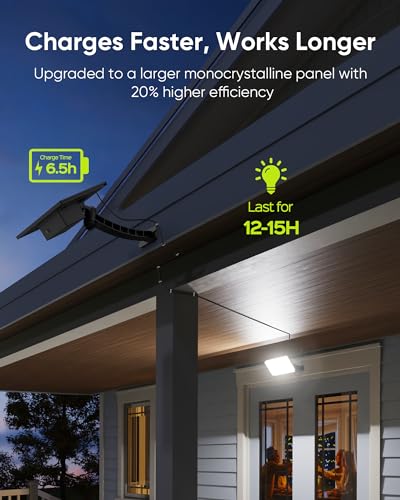 JACKYLED 1000 Lumens 299 LED Solar Lights Outdoor Bright Solar Dusk to Dawn Light with 4000mAh Battery, IP65 Waterproof Outdoor Solar Powered Security Flood Light for Wall Porch Shed Barn thumbnail 7