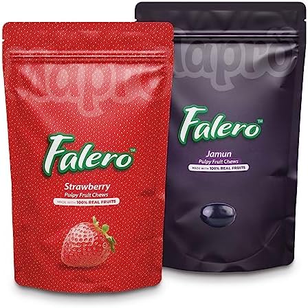 Falero Fruit Chews, 175 gm, 50 Fruit Chews(Pack of 2) (Strawberry & Jamun)