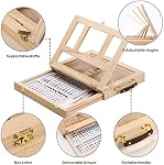 Paint Set, 49-Piece Watercolor Painting Kit with Wooden Tabletop Easel, Includes Watercolor Paints, Brushes, Palette, Canvas Panels and Painting Pads, for Beginners Professionals Hobbyists