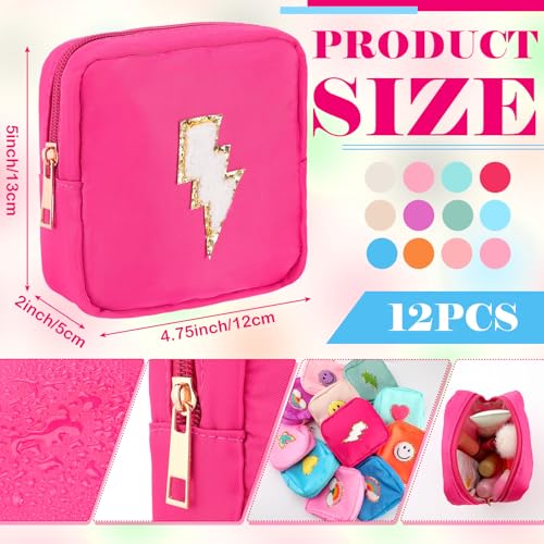 Umigy 12 Pcs Preppy Cosmetic Bags Graduation Gifts Nylon Mini Makeup Bags Bulk Waterproof Cute Travel Pouch Purse for Woman Girl Gifts DIY Daily Use Storage Organizer2