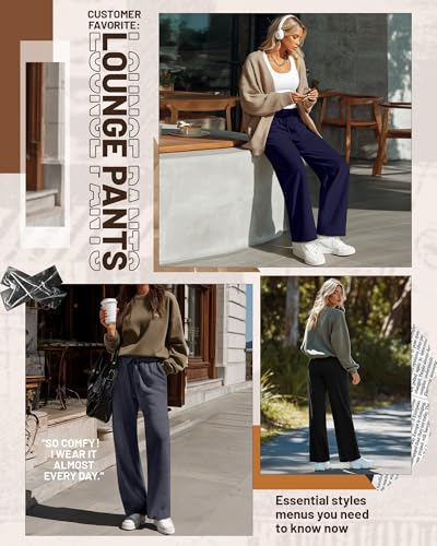 Neer 3 Pack Women's Baggy Sweatpants with Pockets, Wide Leg Yoga Pants Cozy Thick Lounge Pants Drawstring Casual Loose Jogger3