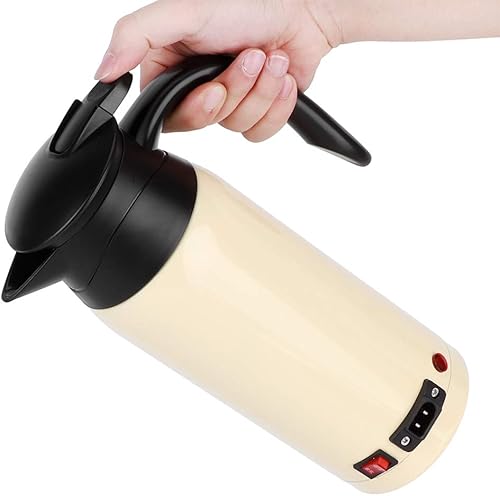Miniatura 4 de Hervidor de té eléctrico, 27.1 fl oz de acero inoxidable, hervidor de agua caliente eléctrico para automóvil, viajes (color crema)