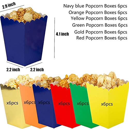 Image of We Moment Rainbow Popcorn Boxes Cardboard Container Colorful Assorted Colors popcorn boxes For Party Supplies,Pack of 36