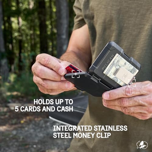 Image of Pelican Magnetic Money Clip Wallet - RFID Blocking Card Holder - Black | Heavy Duty MIL-STD Snap-on MagSafe Wallet for iPhone -Detachable Magnetic Card Holder for iPhone 17 Pro Max /16 /15 /14 /Pixel 10