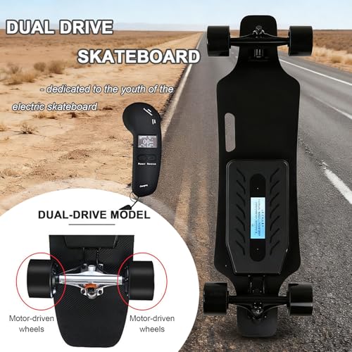 Miniatura 4 de Giuggiolared Longboard Eléctrico Con Doble Propulsión Y Tabla Skate Para Adultos, Con Control Remoto, Autonomía 16-30 Km, Velocidad 35 Km H Opción Skateboard Electrico Urbano A-16km
