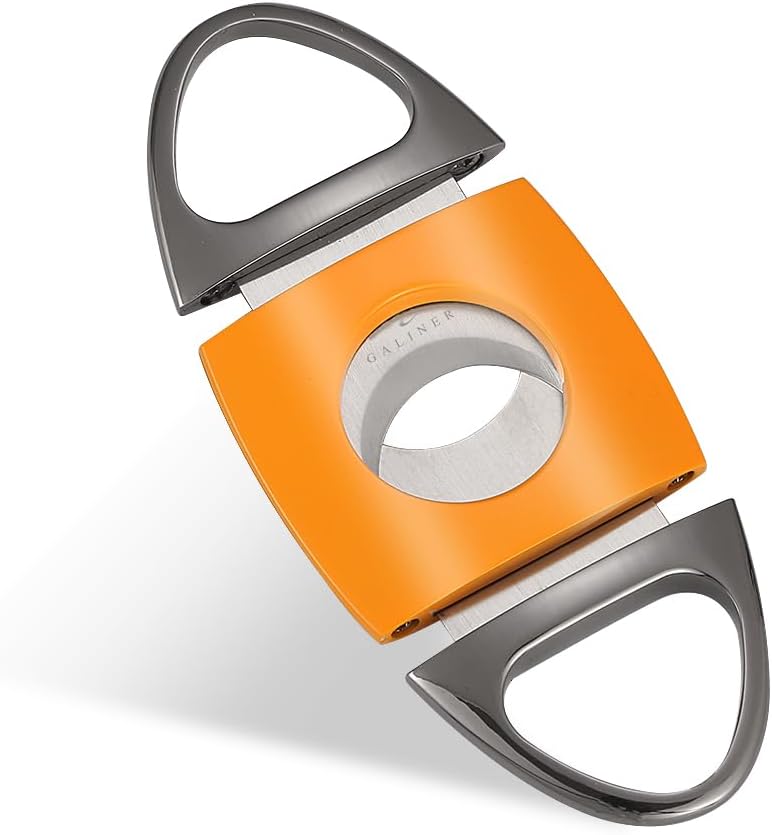 ZUC Cigar Cutter Double Blades Stainless Steel Clipper Guillotine Scissors Home Metal Slicer Tobacco Accessories Tool(B)