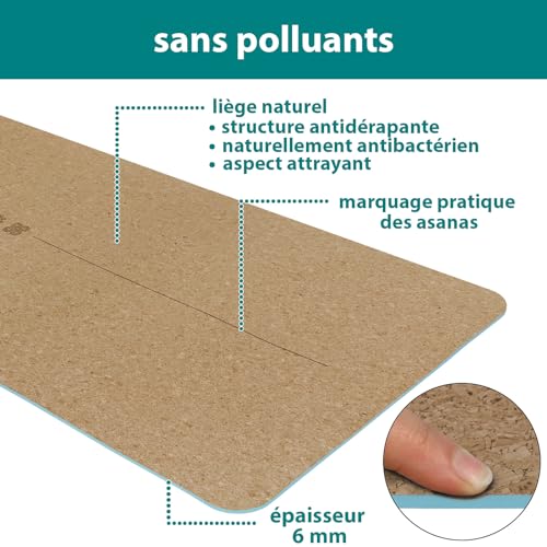 ALPIDEX Tapis Yoga Liège Naturel TPE 183 x 61 x 0,6 cm E-Book Sac Transport Mat Antidérapant Pilates Gymnastique Fitness – Image 6