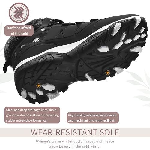 ASHION Winterstiefel Damen Winterschuhe Wanderschuhe Warm Gefüttert Schneestiefel Winter Outdoor Trekking Boots,A Schwarz 40 EU