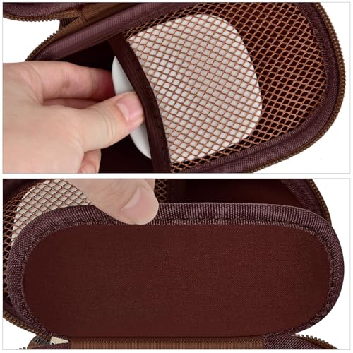 Image of GWCASE 2-in-1 Contact Lens Travel Case for Eyeglasses & Sunglasses | Hard PU Exterior Bag with Soak Storage Kit Included Built-in Mirror Tweezer Contact Lens Solution Bottle-Brown(No Glasses)