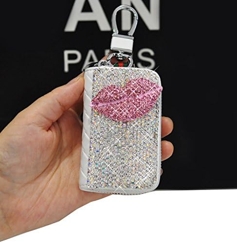 Bestbling Bling Car Key Holder Leather Auto Key Case Car Leather Holder Cover Case with Bling Rhinestones
