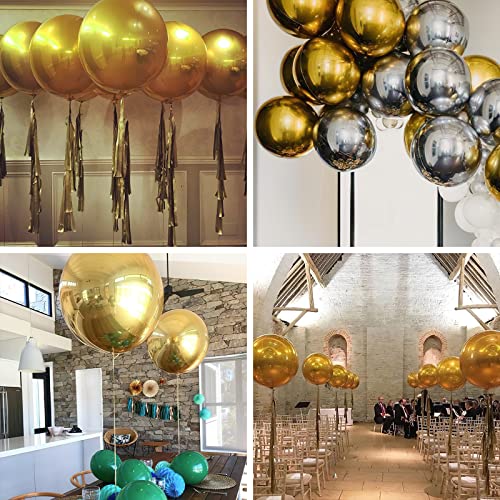 Partywoo Gold Balloons, 6 Pcs Gold Party Decorations, 22 Inch Giant 4D Foil Balloons With Ribbon, Large Mylar Balloons, Metallic Gold Balloons For Birthday Decorations, Engagement Wedding Decorations #TOP6