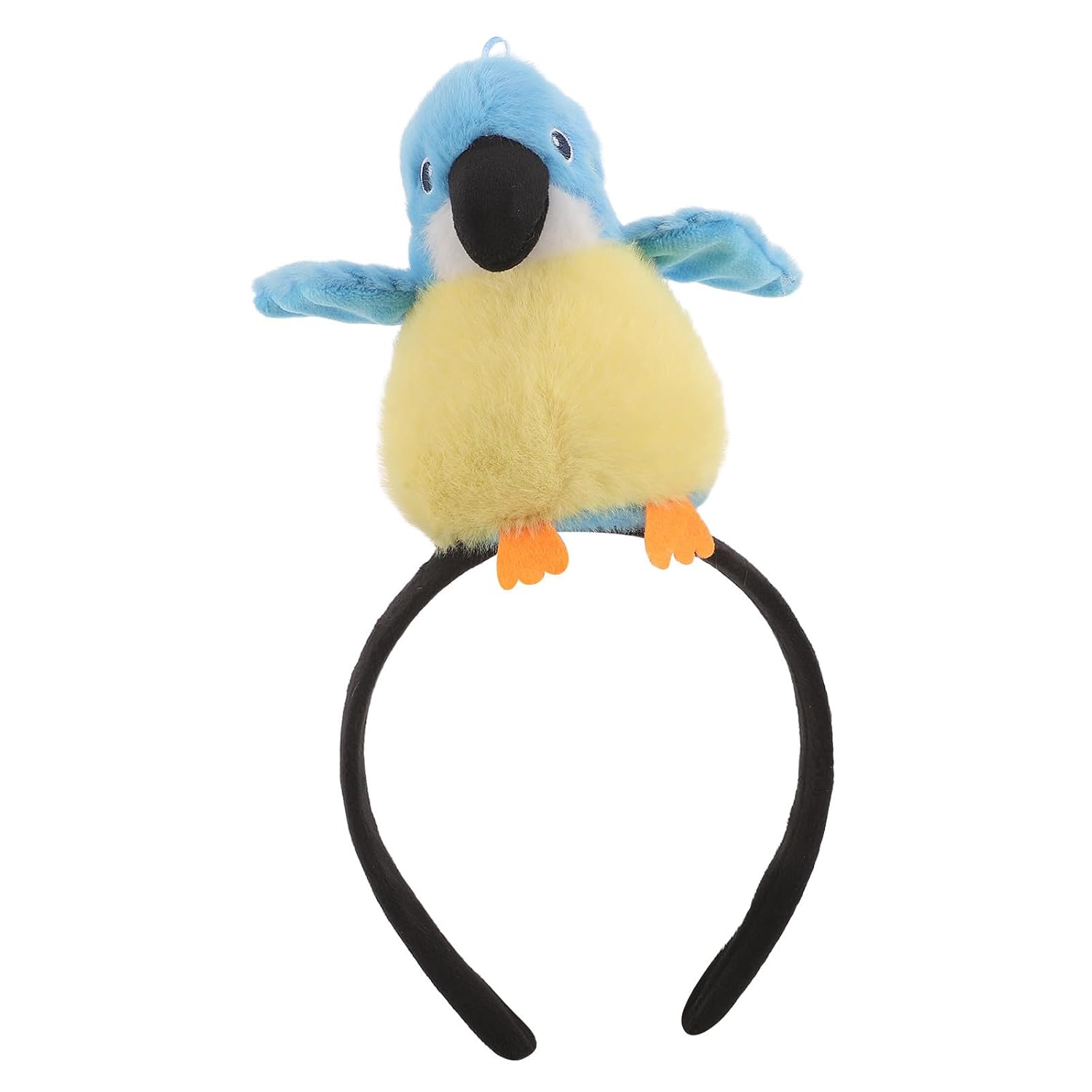 Blue Plush Bird Headband Elastic Hair Accessory for Adults, Cartoon Animal Style with No Small Detachable Parts, for Halloween Dressup and Photos