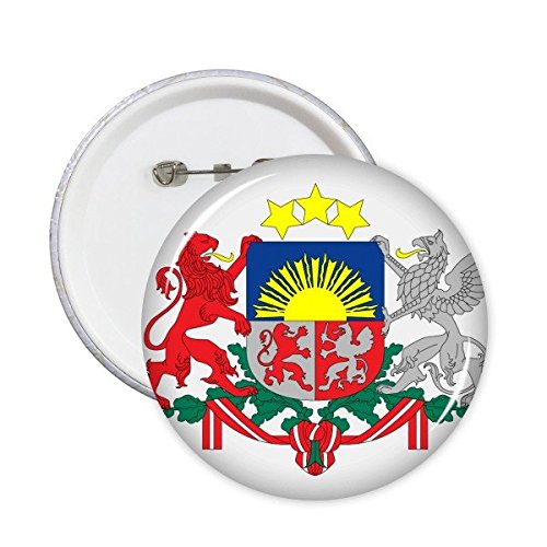 Badge Lettonie emblème national : pack de 5 pin's ronds XL aux finitions de qualité
