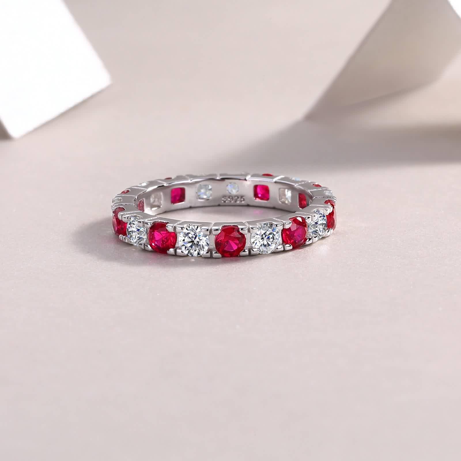 Anillo de compromiso de oro amarillo Au750, joyería de oro real, fino anillo de boda con laboratorio creado zafiro rojo, banda de boda con moissanite PT950 platino, talla 47-65
