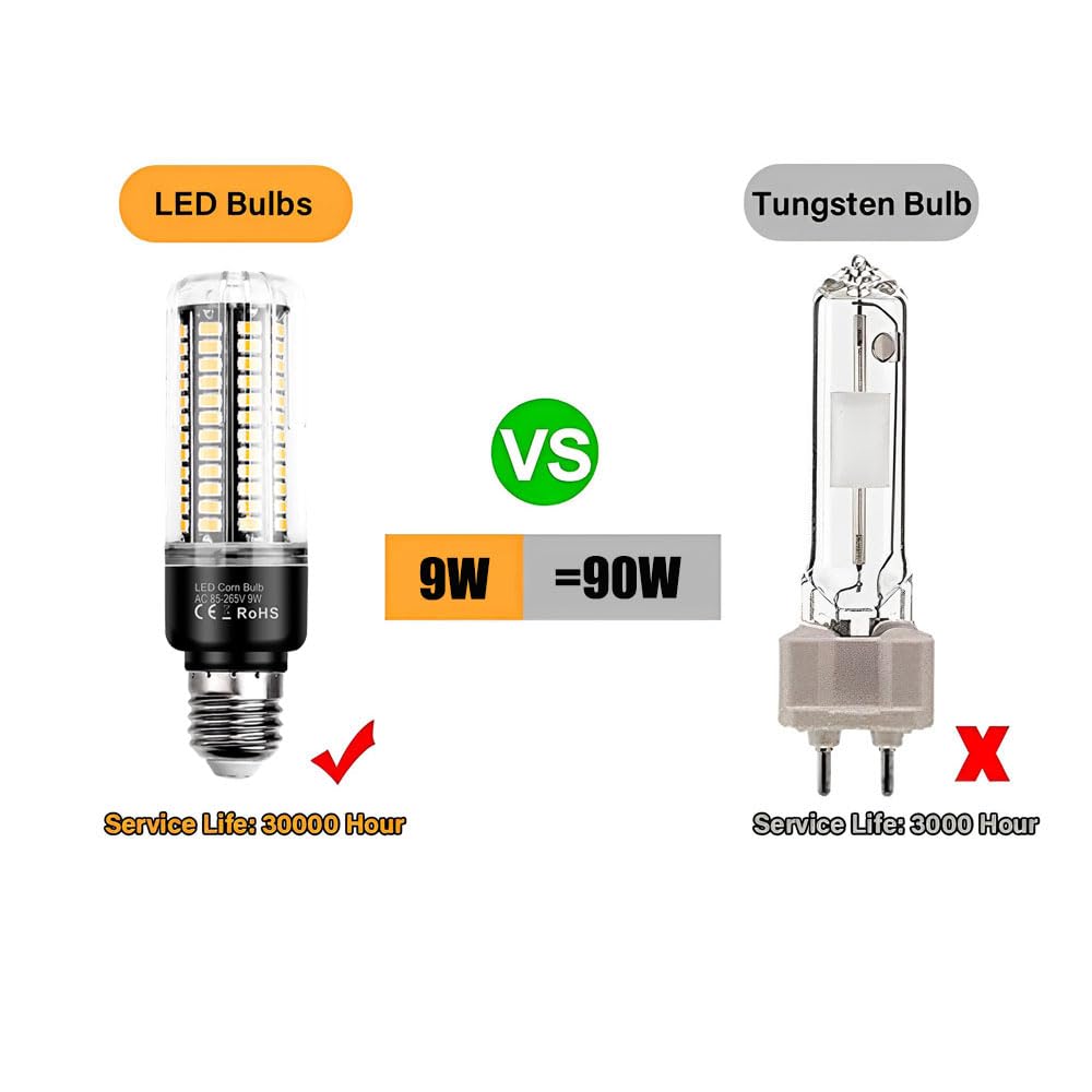 E26/E27 LED-Leuchtmittel, Maisglühbirne mit hoher Helligkeit, 9 Watt, 900 Lumen, 360° Abstrahlwinkel, 3000 K 6000 K AC 85 V ~ 265 V (10er-Pack)