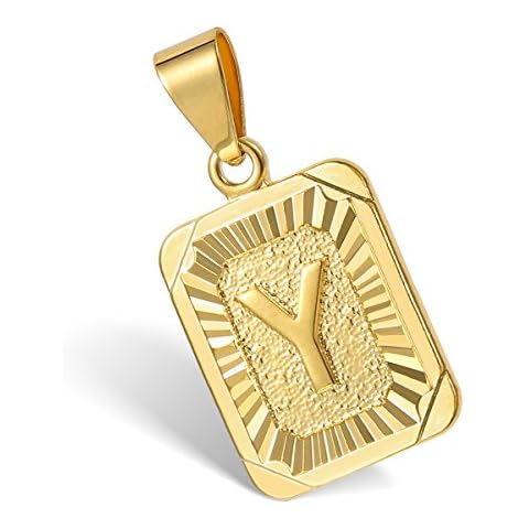 Hermah Mens Womens Gold Plated Pendant Square Pendant w Capital Letter Y Fashion Cover
