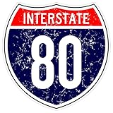 Interstate 80 Sticker 4 Inch Travel Souvenir City Destination - Waterproof Vinyl Decal for Laptop Water Bottle Car Tumbler - Durable Aesthetic Long-Lasting Stickers for Adults ID44990