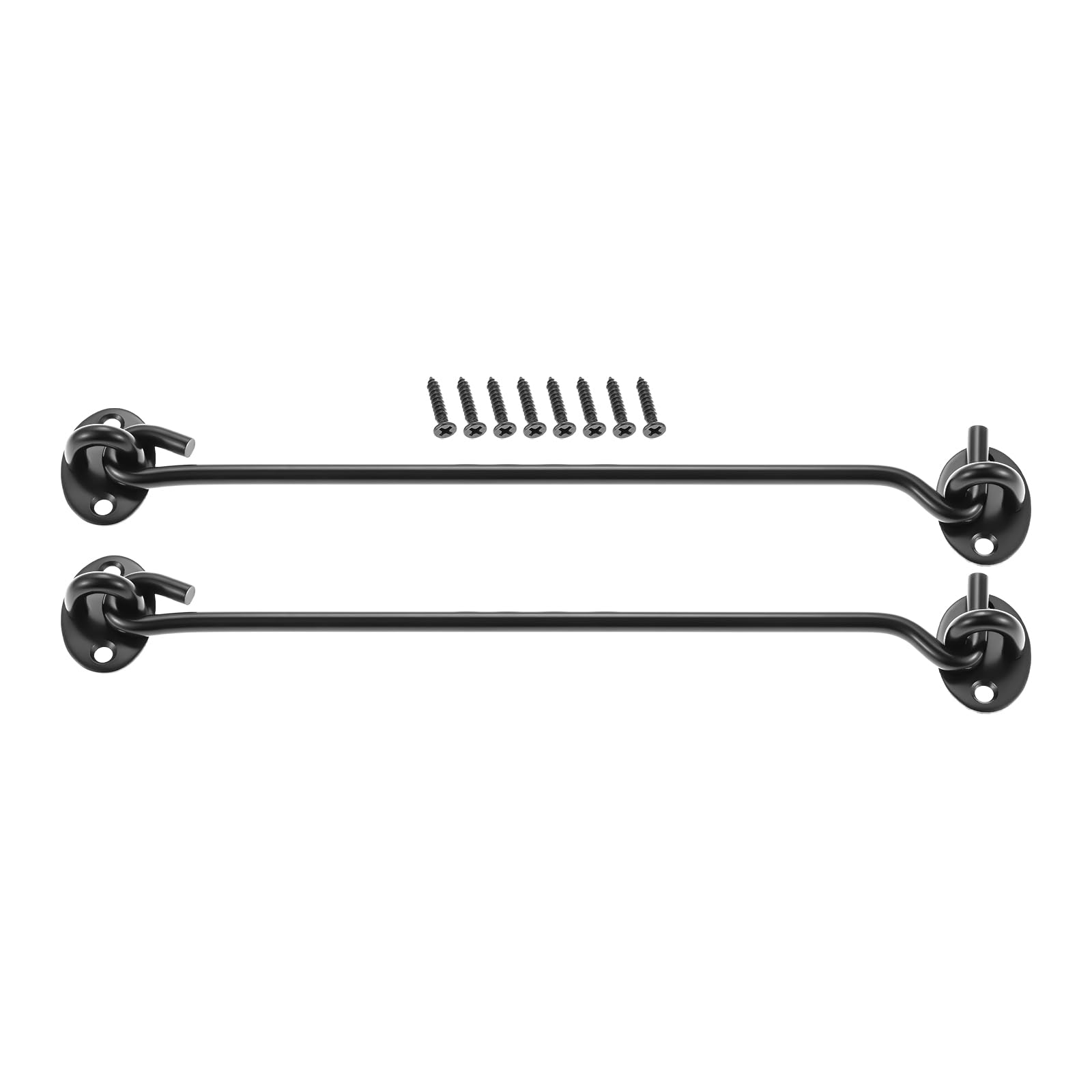 Mgoodoo 10Inch-250Mm 10 Inch-250Mm Cabin Hook And Eye Latch Lock Shed Gate Door Catch Silent Holder Stainless Steel Black 2Pcs