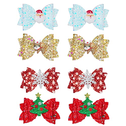 8pcs Christmas Hair Clip Headdress Sequined Bow Santa Claus Elk S...