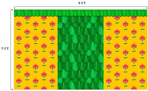 Image of Banana Leaf Decorative Backdrop Cloth for Wedding, Mehndi and Festivals. It's Perfect for Wedding, Party, Newborn Celebration, Haldi, Mehndi and All Other Festive Occasion.(8*5) ft (Design 17)