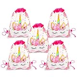 Hilloly Einhorn-Tasche mit Kordelzug für Mädchen Einhorn-Geschenktüten für Kindergeburtstage Reise-Aufbewahrungspaket Cartoon-Schulrucksäcke Kinder-Geburtstagsparty