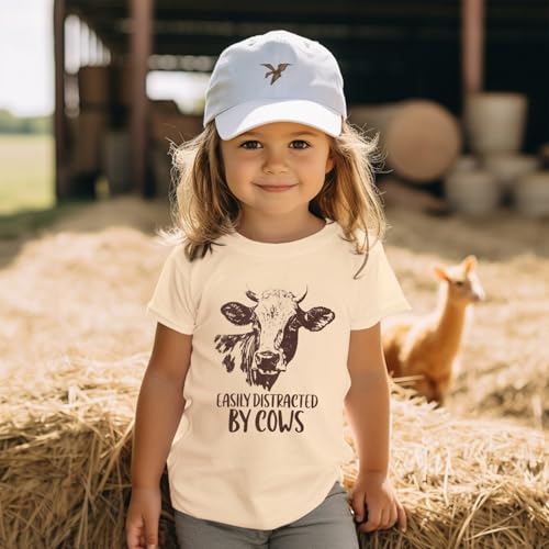 Toddler Baby Boy Girl Farm Shirt Easily Distracted by Cows Animals Graphic T-Shirt Kid Funny Letter Summer Tee Tops2