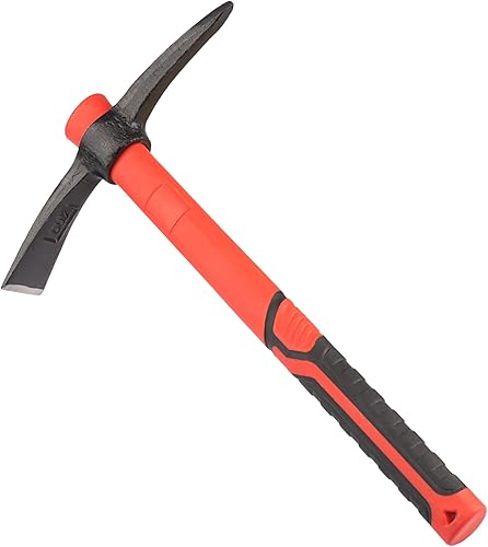 Azada de mattock de 15 pulgadas, hacha forjada de selección de jardín con mango de fibra de vidrio, azada Mattock para aflojar el suelo, jardinería,