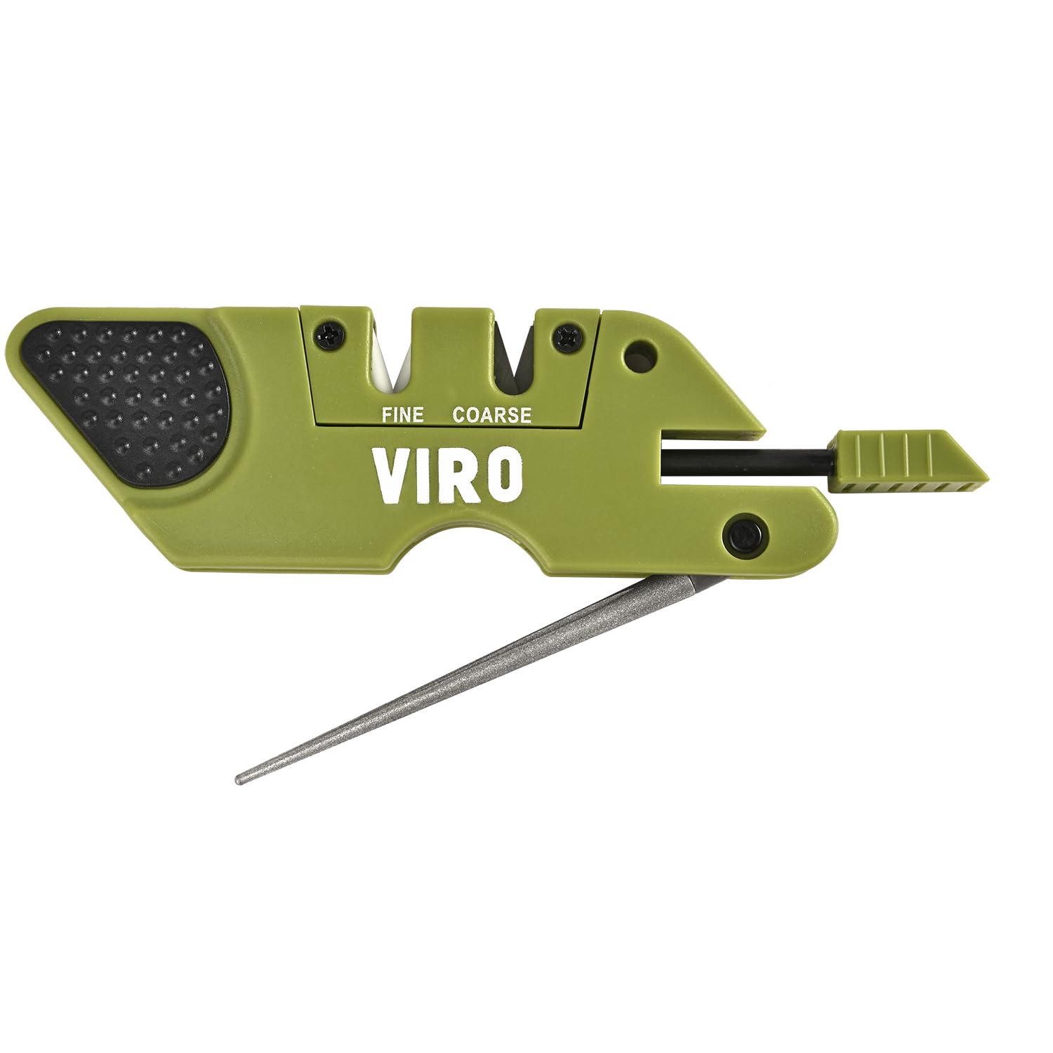 VIRO 6-in-1 Pocket Knife Sharpener& Survival Tool Outdoor Hunting Knife & Hook Sharpener, Handheld, Compact, Lightweight, Multi Use(Green)