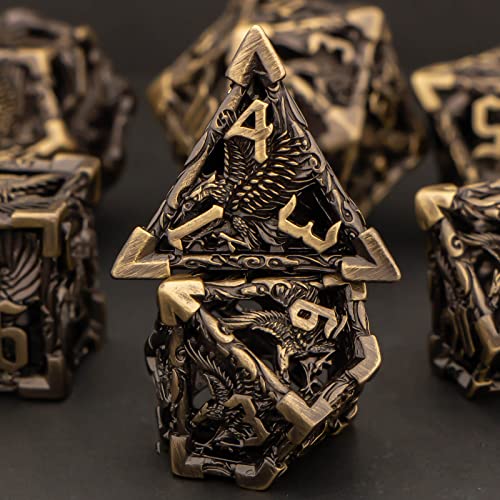 Kerwellsi Dungeons And Dragons Dice Set With Box, Eagle Metal Hollow Dnd Dice Set, Polyhedral Dice Set D&D, Role Playing Rpg Dice, D And D Dice D20 D12 D10 D8 D6 D4 #TOP2